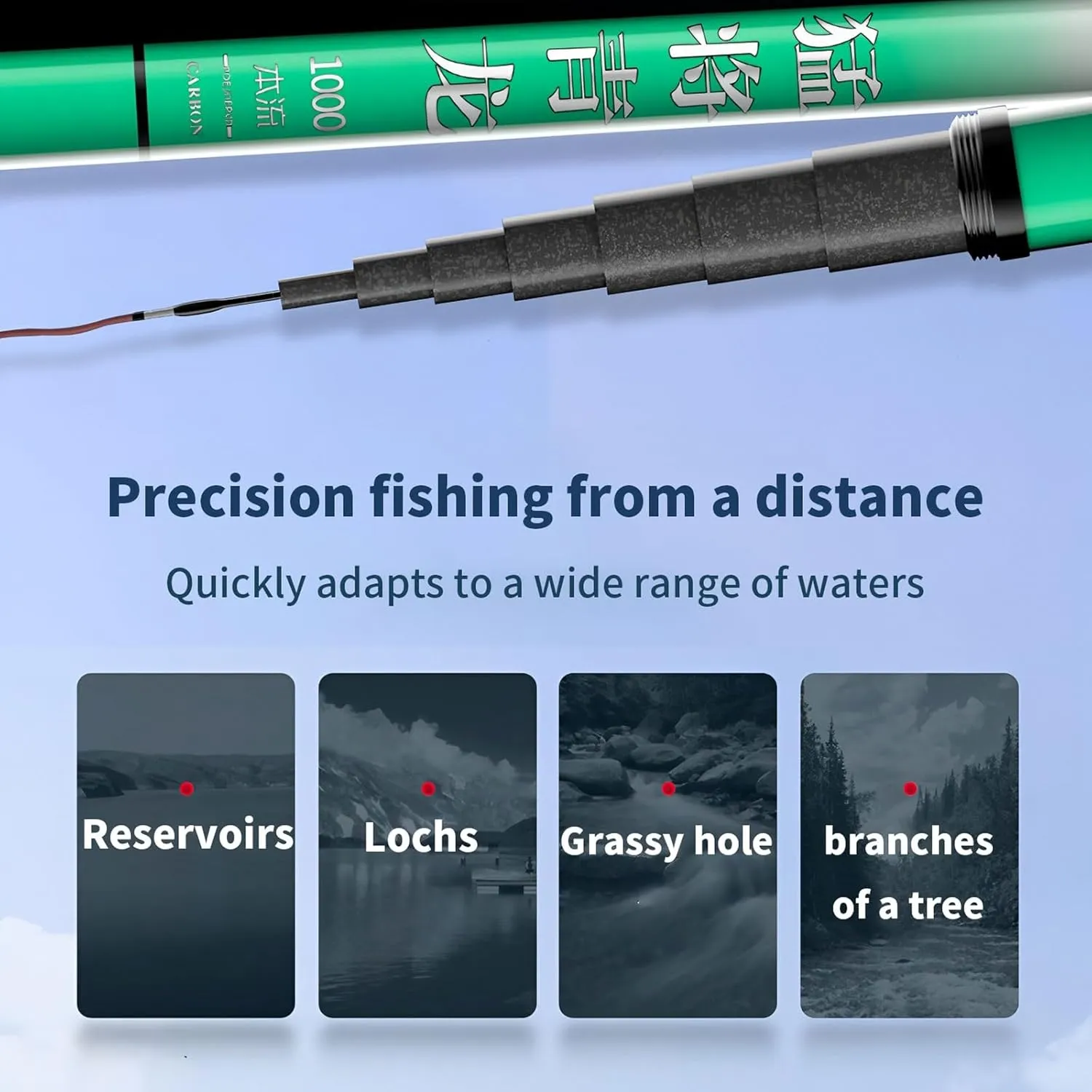 Carbon Fiber Telescopic Fishing Rod Ultra-Hard 19 Tuned Fishing Poles Catfish Rod for Reservoirs, Lakes and Many Other Waters 8m/9m/10m/11m/12m/13m