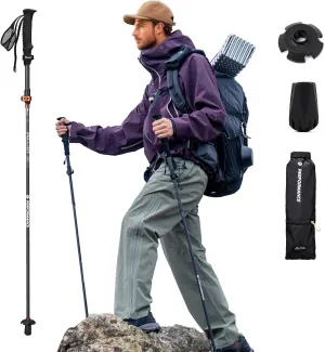 Carbon Fiber Trekking Pole Collapsible & Telescopic Hiking Pole Ultralight Trekking Pole with Quick Lock & Extended EVA Grips Compact Walking Pole for Hiking