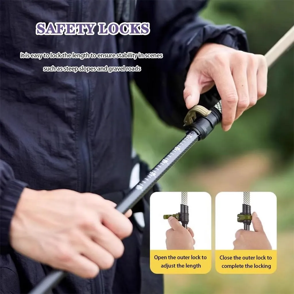 Carbon Fiber Ultralight Trekking Poles, Anti-Shock Mountaining Trail Poles, Tri-fold Design, Balance Support for Seniors, Women, and Men