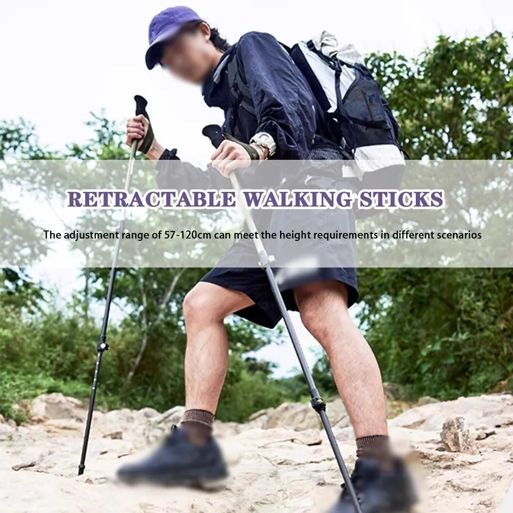 Carbon Fiber Ultralight Trekking Poles, Anti-Shock Mountaining Trail Poles, Tri-fold Design, Balance Support for Seniors, Women, and Men