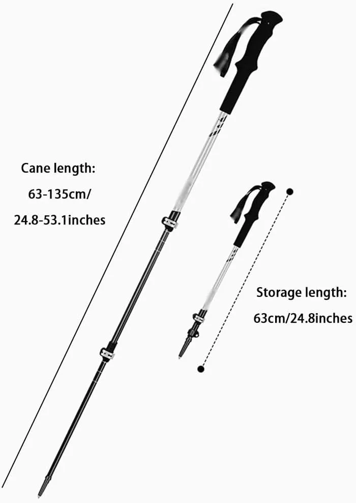 Carbon Fiber Walking Sticks, Three-Section Retractable Trekking Pole, with Aluminum Alloy Lock, Accessories Bag, Unisex (3 Colors Available)