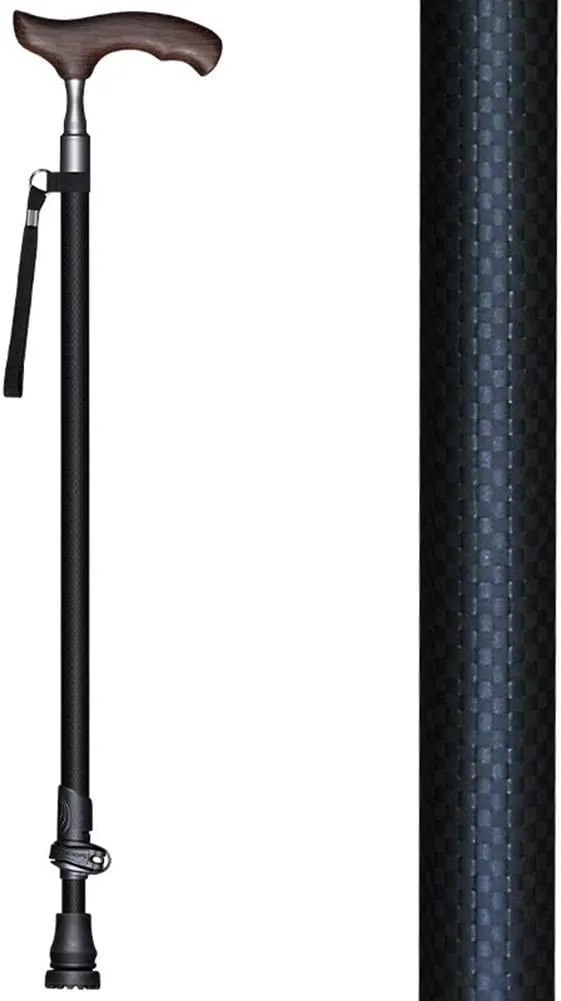 Carbon Fiber Wood T Handle Walking for Tourism Cane Trekking Nordic Walking Pole Hiking Crutches Ultralight Only 219G,Crutches of You (Blackpure)