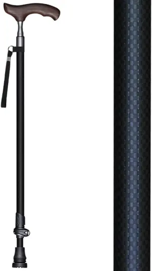 Carbon Fiber Wood T Handle Walking for Tourism Cane Trekking Nordic Walking Pole Hiking Crutches Ultralight Only 219G,Crutches of You (Blackpure)
