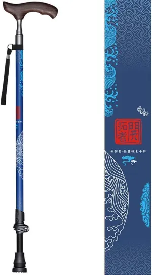 Carbon Fiber Wood T Handle Walking for Tourism Cane Trekking Nordic Walking Pole Hiking Crutches Ultralight Only 219G,Crutches of You (Blue)