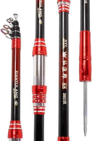 Carbon Sea Rod Telescopic Casting Fishing Rod Super Stiff Ultralight Fishing Pole 2.1M 2.4M 2.7M 3M 3.6M 3.9M 4.2M 4.5M Portable for Rivers Lakes Ponds & Oceans