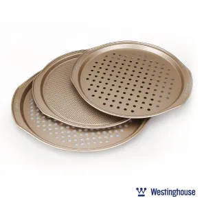 Carbon Steel Pizza Pan Set, 3-pc (2x12"   1x14" Pans) - Carbon Steel