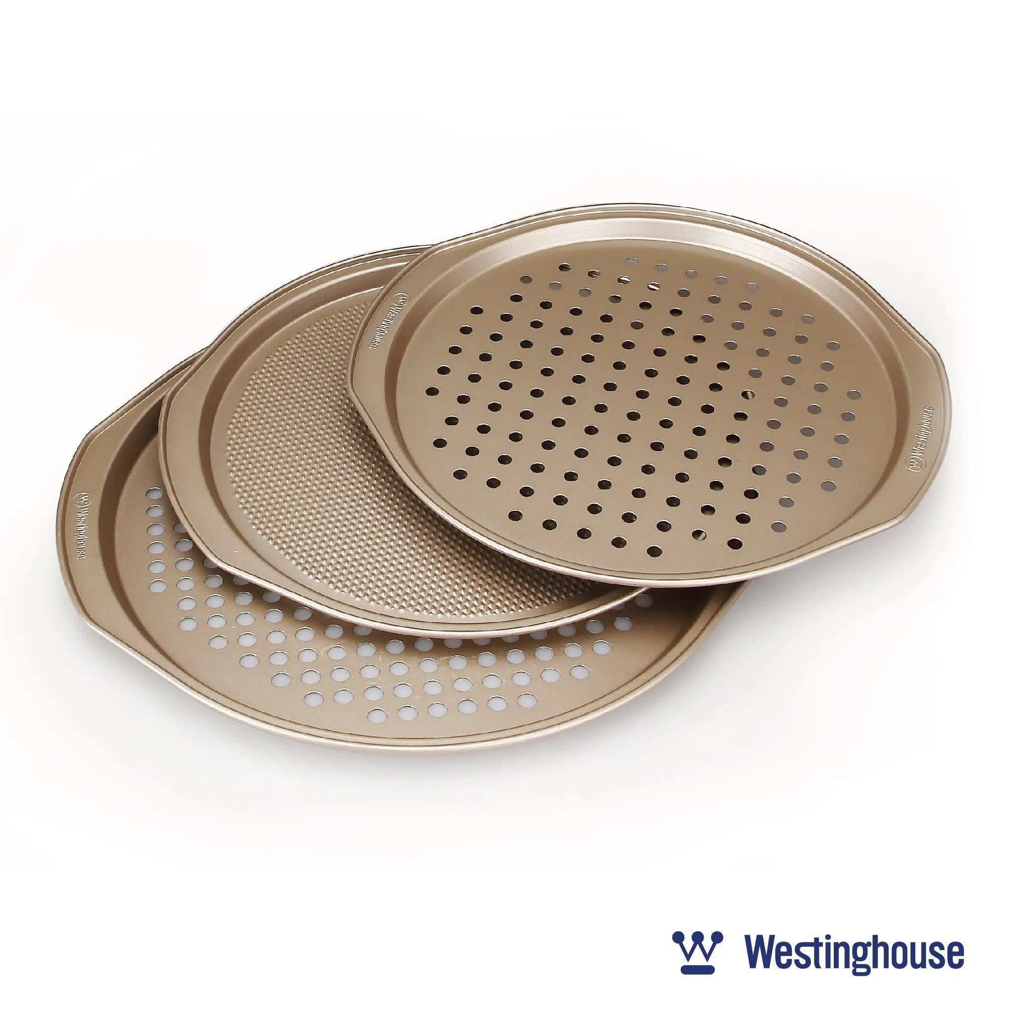 Carbon Steel Pizza Pan Set, 3-pc (2x12"   1x14" Pans) - Carbon Steel