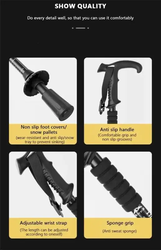 Carbon tungsten tip trekking poles