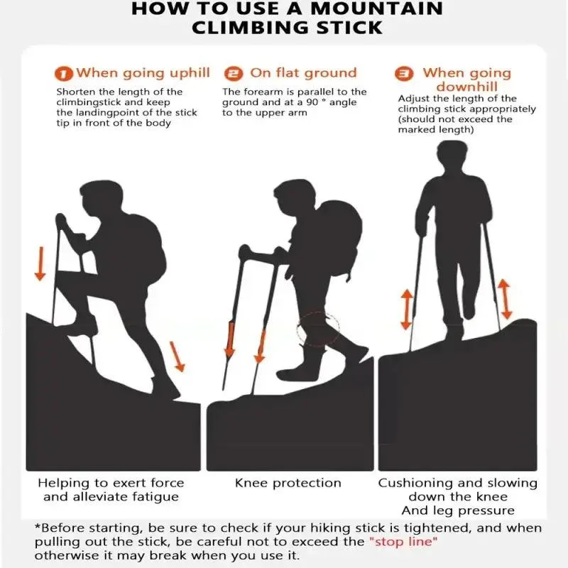 Carbon tungsten tip trekking poles