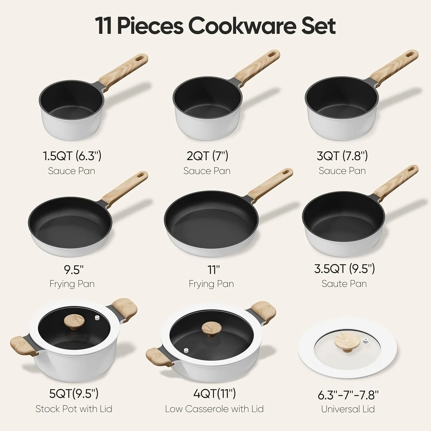 CAROTE 11pcs Pots and Pans Set Non Stick, Premium Cooking Sets, Kitchen Cookwares, Induction Cookware Set, Pot and Pan, Cooking Set