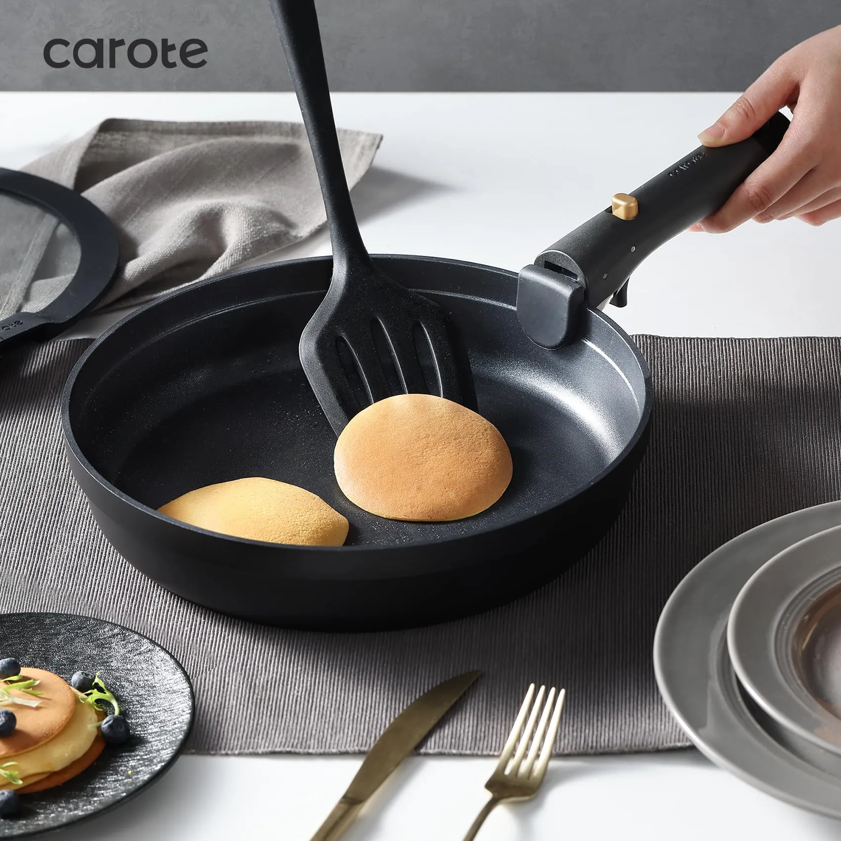 CAROTE 20pcs Pots and Pans Set Non Stick, Nonstick Cookware Set, Dishwasher/Oven/Fridge Safe Pots and Pans, Removable Handle RV Oven Safe Cookware, Induction Kitchen Set, Black