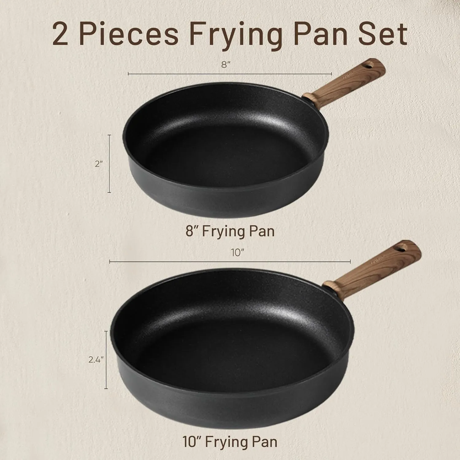 CAROTE Non Stick Frying Pans Sets 8 10 Inch Nonstick Skillet Titanium Induction Pan Nonstick Skillet Compatible with All Stovetops
