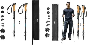 Cascade Mountain Tech Trekking Poles - Carbon Fiber and Aluminum Walking or Hiking Sticks (Set of 2) | Quick Adjustable Locks