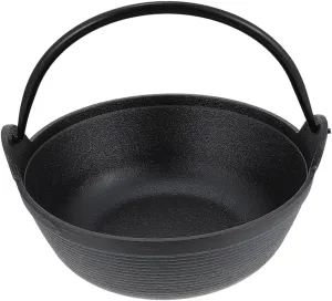 Cast Iron Cauldron Pot for Outdoor Camping and Picnics Portable No Coating Deep Skillet Non-stick Cooking Pot for Stewing Frying and Grilling Handle