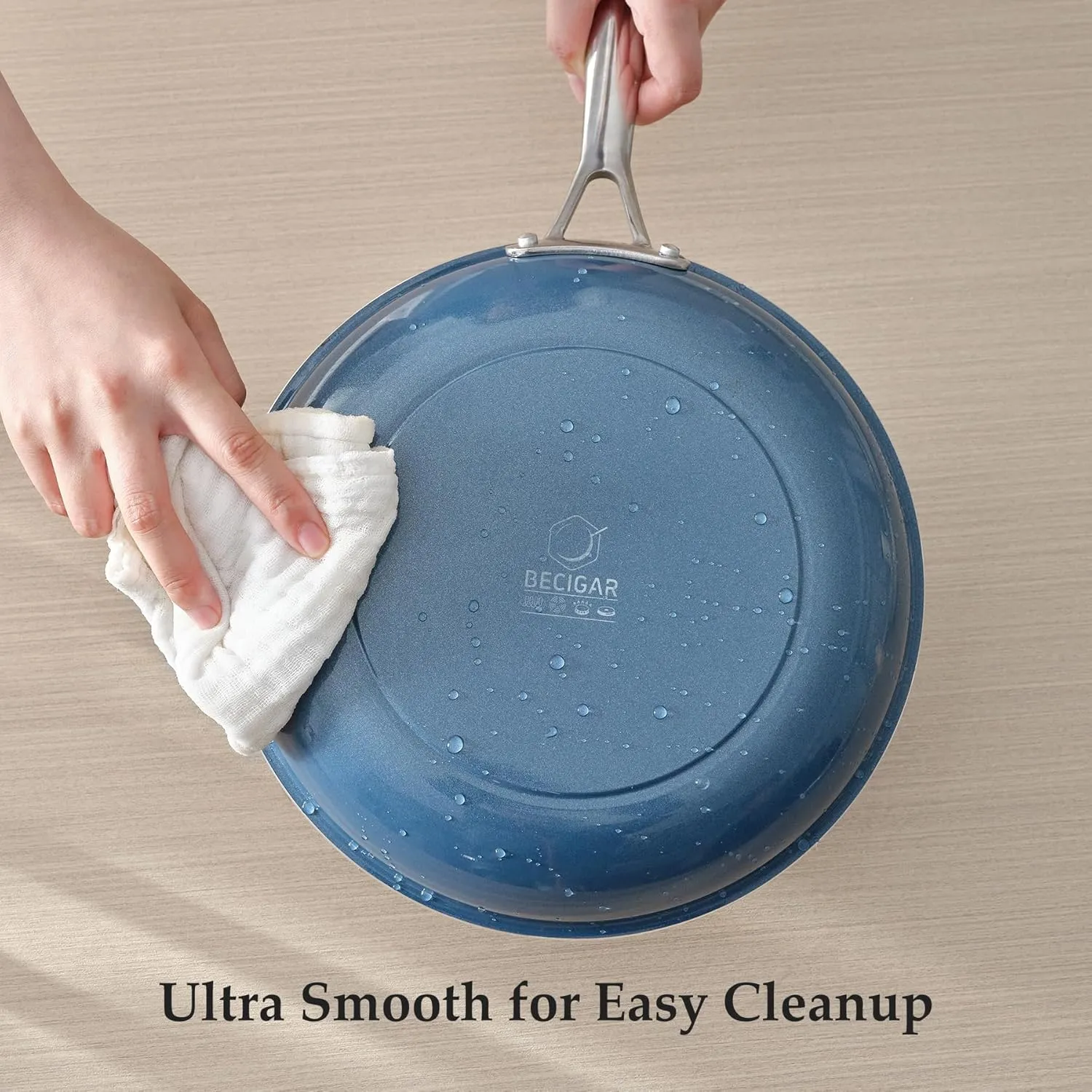 Ceramic Frying Pan Set with Stainless Steel Handle - Perfect Cookware Set for Steak & Non Stick Cooking - Ceramic Pans Set Non Stick Trendy Essential for Young Chefs(Blue)