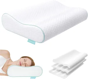Cervical Neck Pillow, Side Sleeper Pillow for Neck Pain Relief, Adjustable Contour Pillow for Sleeping, Ergonomic Memory Foam Pillow, Orthopedic Cooling Pillow Back Stomach Sleeping, King Size