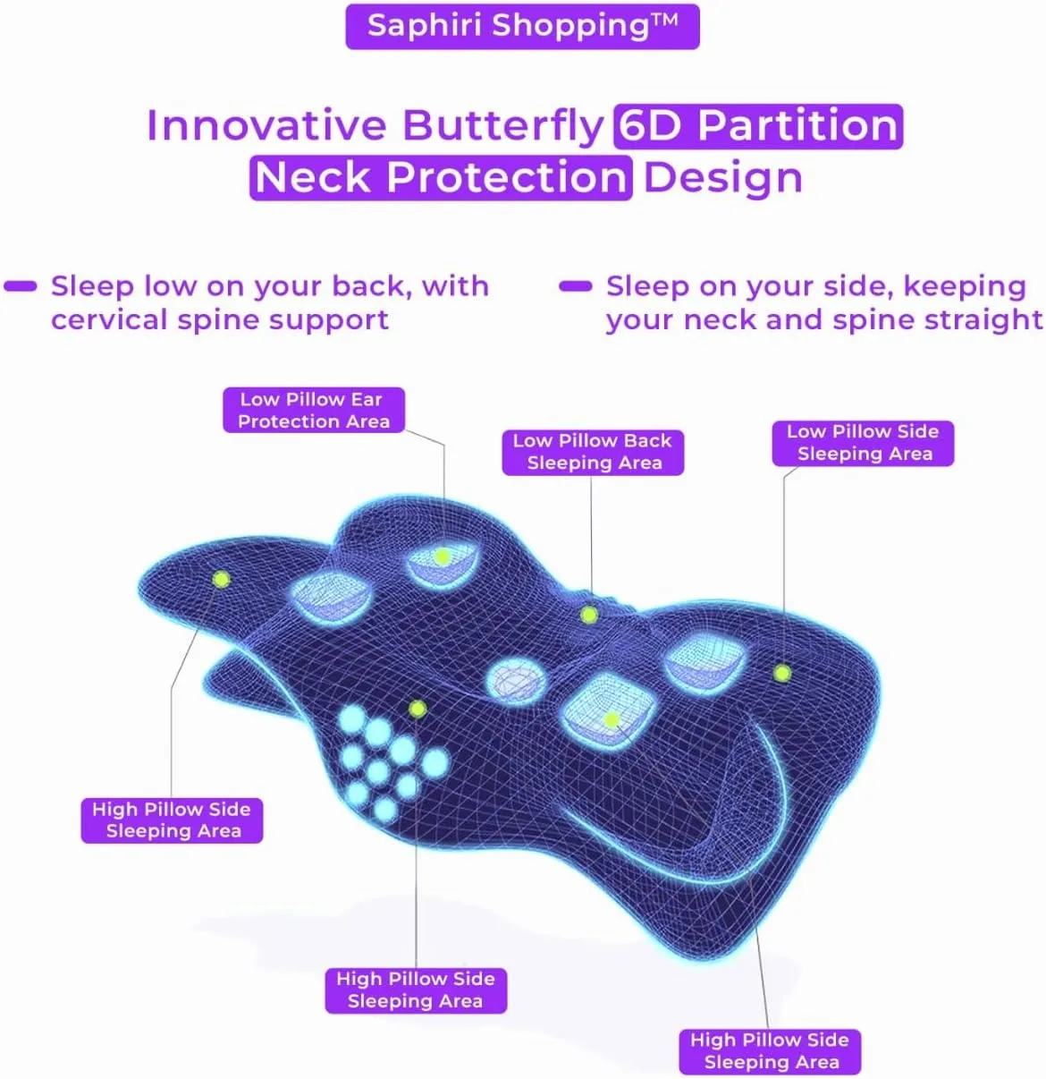 Cervical Neck Support Pillow for Cozy Sleeping Ergonomic Memory Foam Pillows Orthopedic Contour Shoulder Pain Relief Pillows Side Back Stomach Sleeper Bed Pillowcases (Grey, 61.5 * 34 * 13cm)