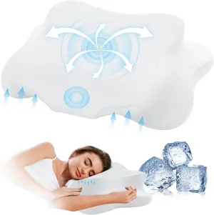 Cervical Pillow for Neck Pain Relief, Cooling Contour Memory Foam Pillows Support Odorless Ergonomic Neck Pillow Adjustable Orthopedic Bed Pillow for Side Back Stomach Sleeper with Pillowcase（White）