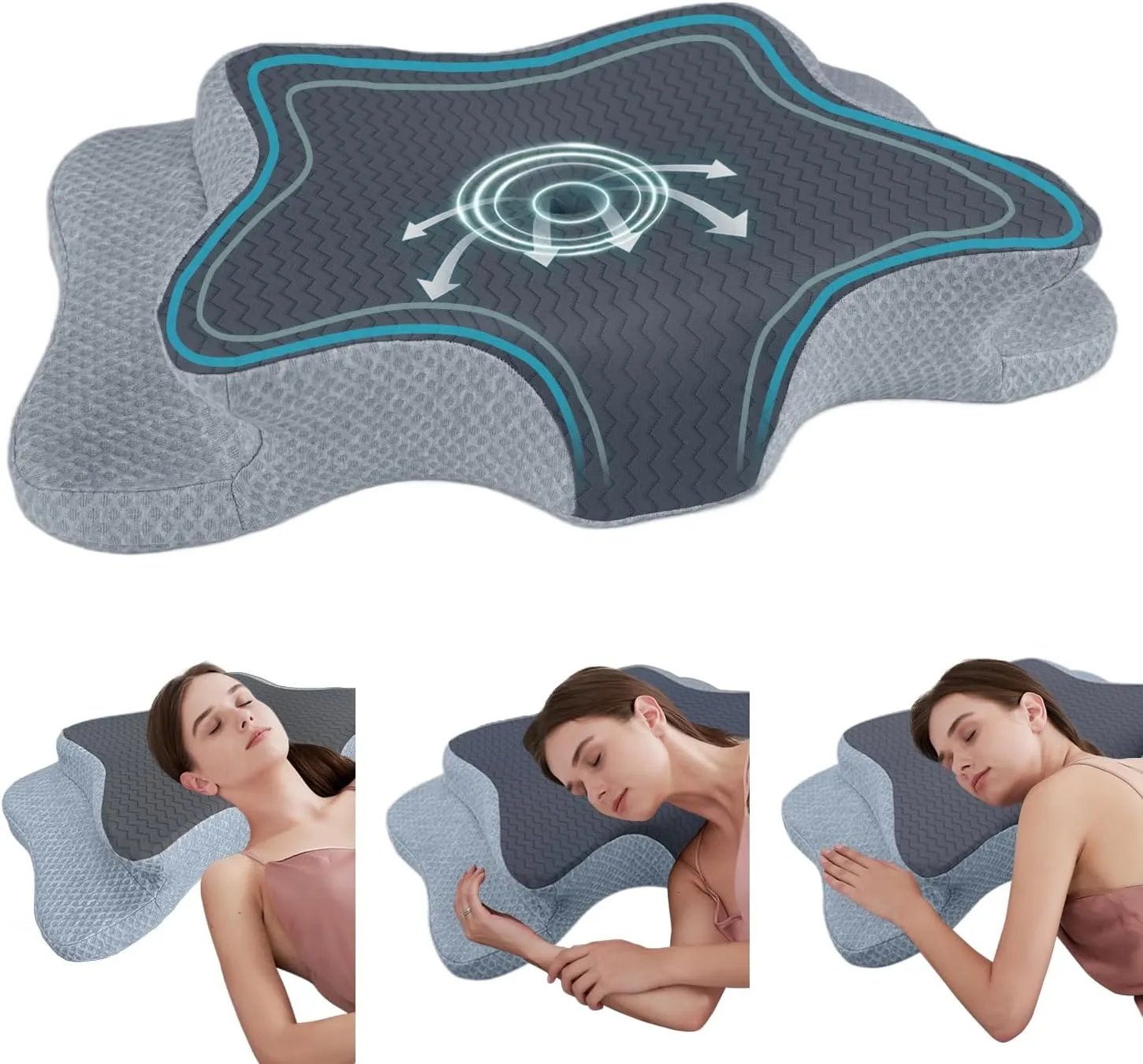 Cervical Pillow for Neck Pain Relief, Memory Foam Pillows, Ergonomic Contour Bed Pillow, Soft for Side Sleep Stomach Sleeping and Back Sleepers