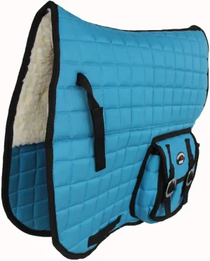 CHALLENGER Horse Quilted English Aussie Saddle PAD Pockets Fleece Padded Dressage Teal 7273