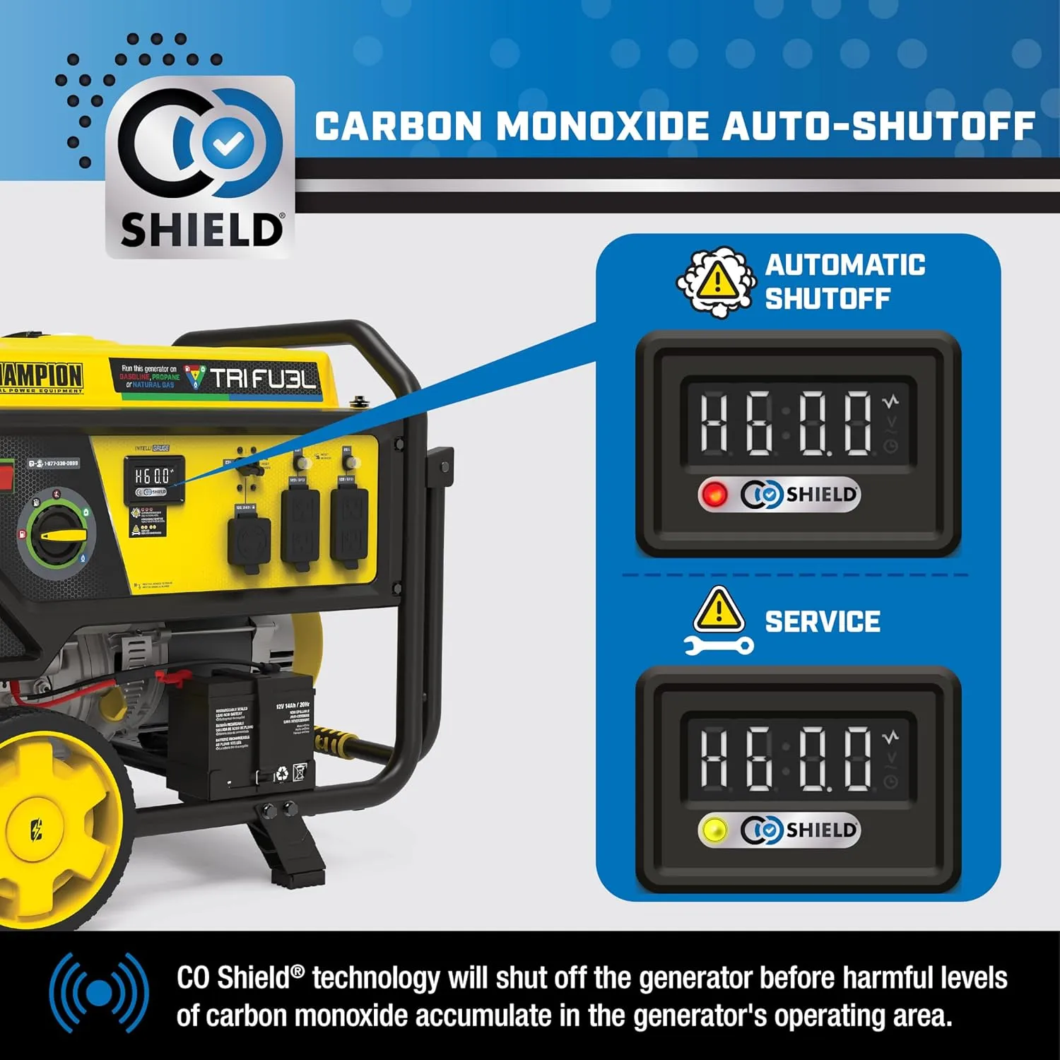 Champion Power Equipment 8125-Watt Electric Start Tri-Fuel Portable Generator with CO Shield