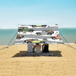 Christmas Jeeps Beach Camping Tent Sun Shelter for Whole Family, Winter Beach Shade Canopy with UPF50  UV Protection,Easy Set Up and Carry,Outdoor Shade for Trips, Fishing, Backyard Fun Picnics