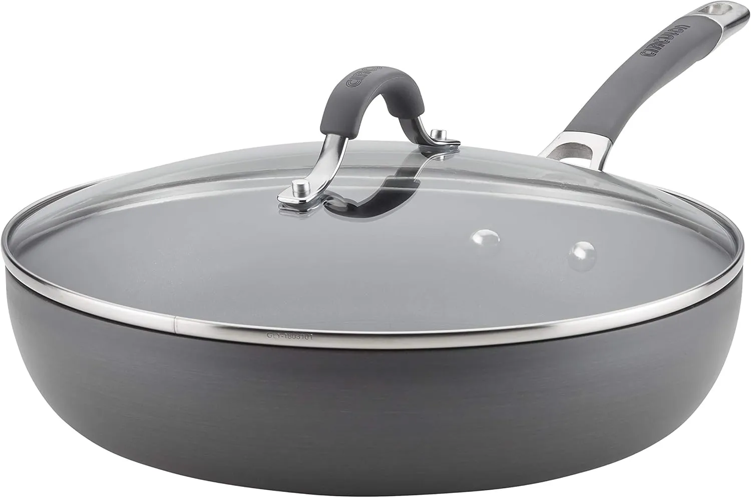 Circulon 83903 Radiance Hard Anodized Nonstick Cookware Pots and Pans Set, 10 Piece, Gray & Radiance Deep Hard Anodized Nonstick Frying Pan/Fry Pan/Hard Anodized Skillet with Lid - 12 Inch, Gray