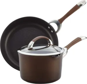 Circulon Symmetry Hard Anodized Nonstick Cookware Pots and Pans Set, 3 Piece, Chocolate