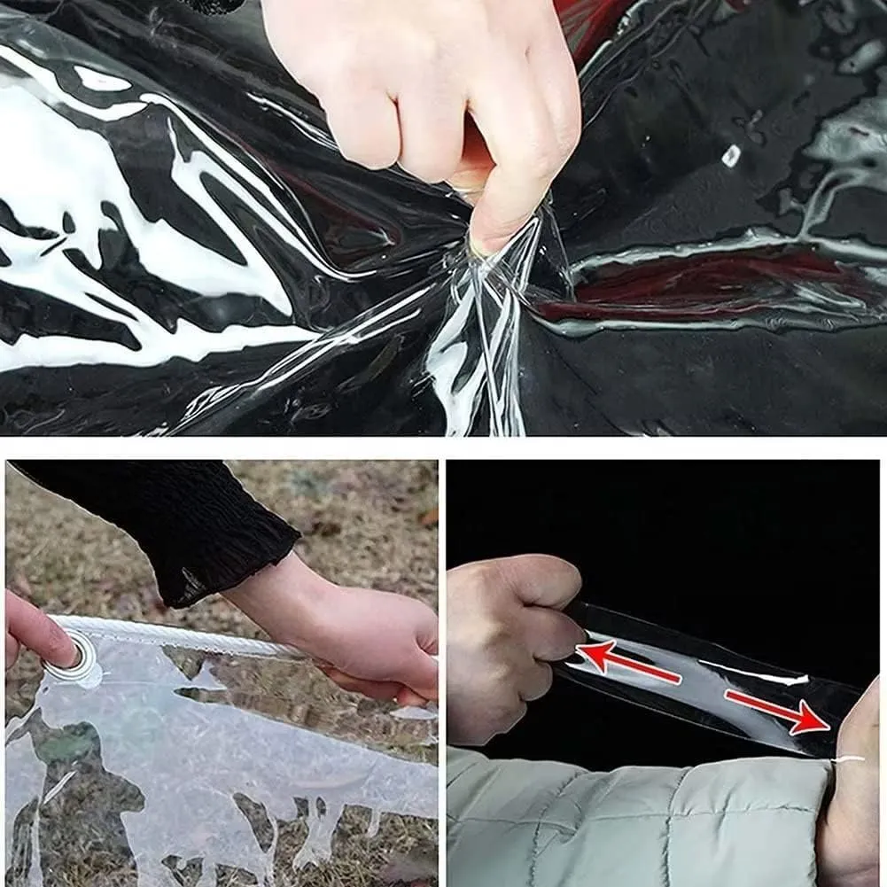 Clear Tarps Heavy Duty PVC, Transparent Tarp Durable Waterproof Dustproof Windproof, Tarpaulin with Grommets & Ropes for Greenhouse, Patio, Garden, Pavilion, Chicken, Porch, Outdoor（6' x 10'）