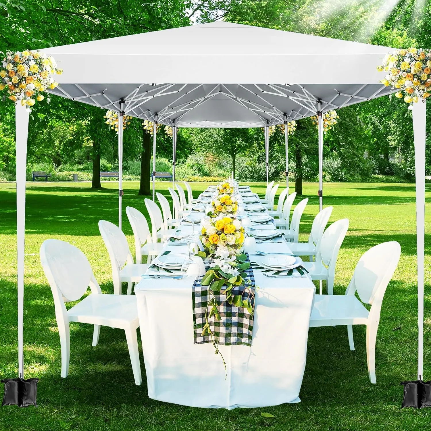 COBIZI 10x30 Pop Up Canopy Tent for Parties with 8 Sidewalls Waterproof Commercial Instant Canopy 10x30 Party Tent for Backyard, Wedding Portable Outdoor Gazebo with Carrybag&4 Sandbags(White
