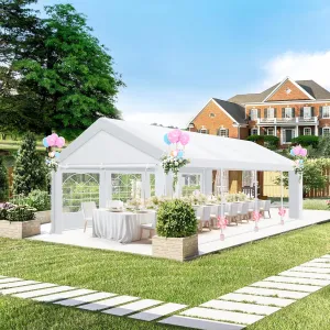 COBIZI 13x26 Party Tent Heavy Duty, 13x26 Tent with Removable Sidewalls & Built-in Sandbags, Wedding Tent, Easy to Set up, UV 50 , Waterproof
