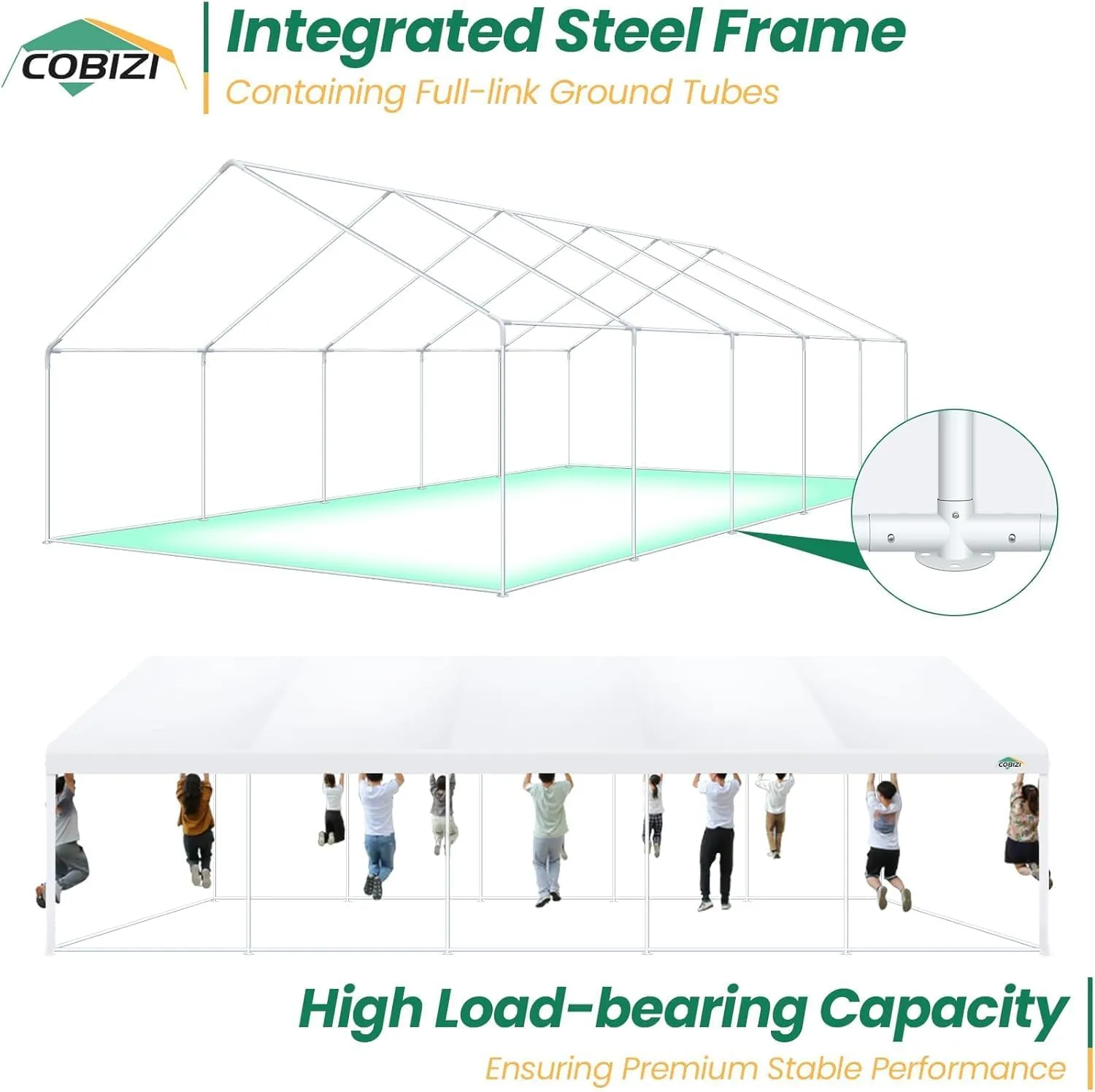 COBIZI 16x32FT Party Tent Heavy Duty Outdoor Gazebo White Event Shelter Wedding Canopy Tent for Parties Carport BBQ Commercial with Removable Sidewall Windows, Powder Coating (Better Than Galvanized)