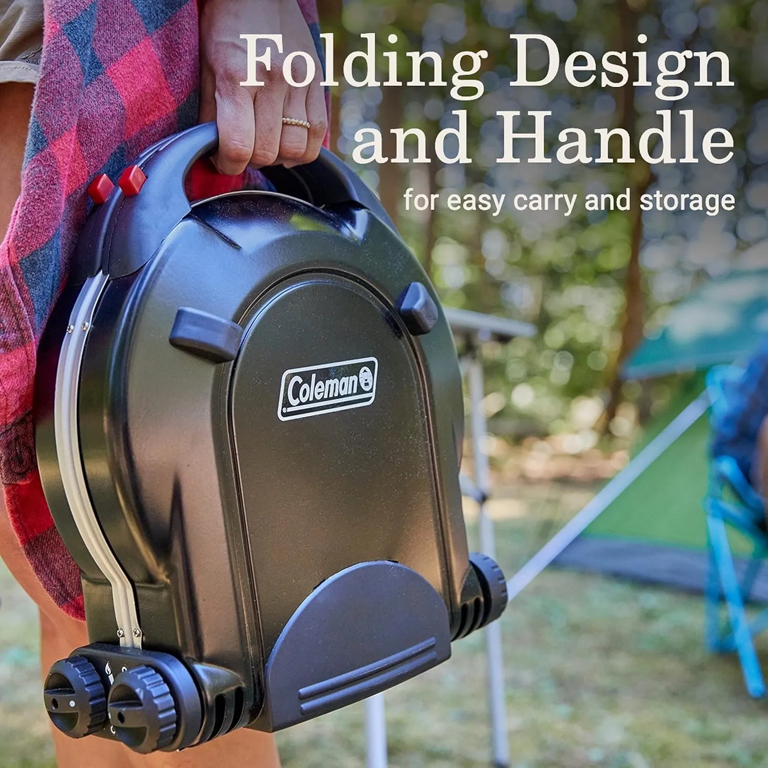Coleman Fold N Go 2-Burner Propane Camping Stove Portable Folding Camp Stove with Push-Button Instant Ignition 2 Adjustable Burners with Pressure Control and 20000 BTUs of Power