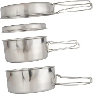 Collapsible Cooking Pots Camping Set 4-Piece Stainless Steel Outdoor Cooking Pan for Hiking