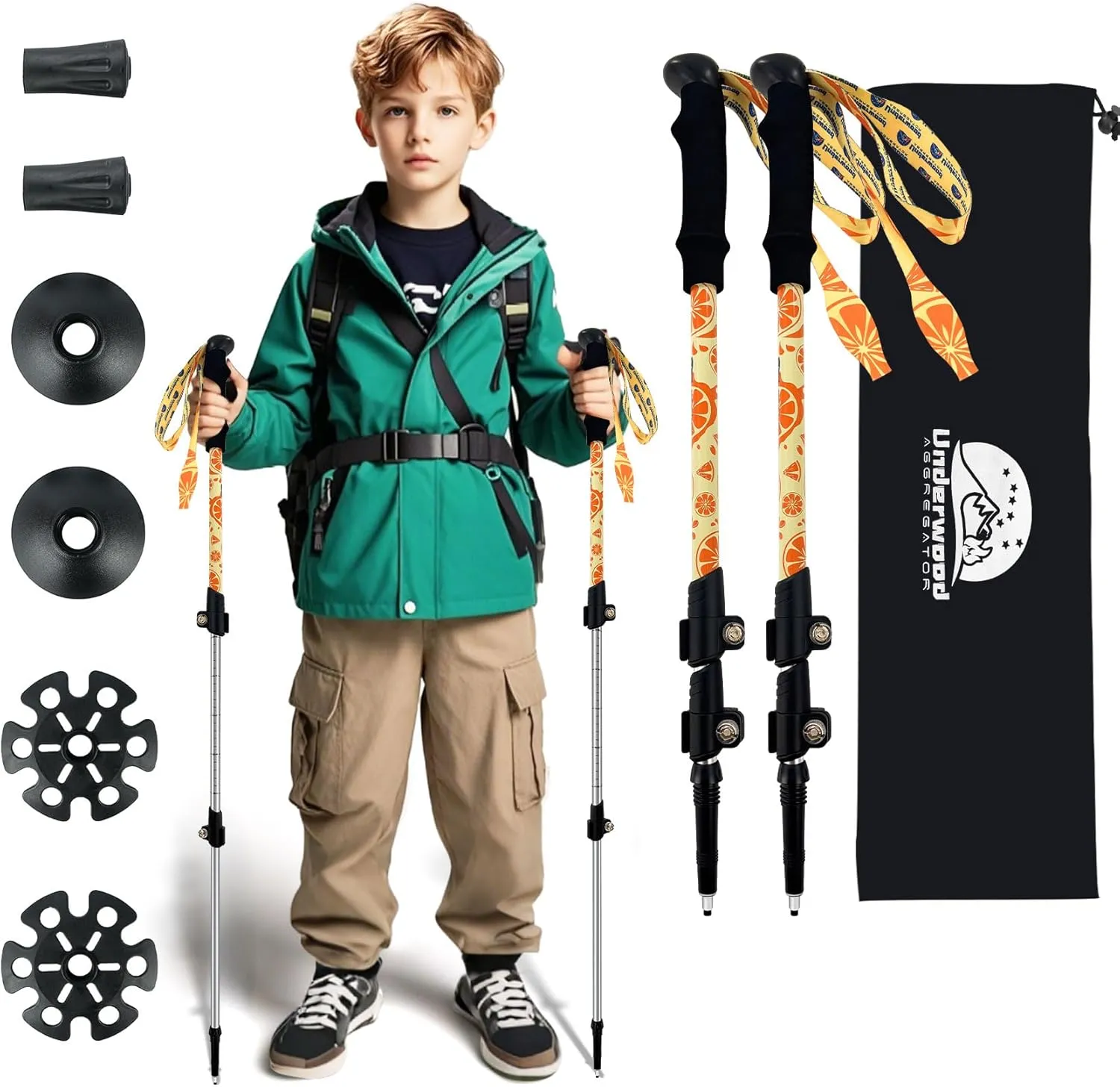Collapsible Hiking Poles for Kids - 2 Pack Aluminum Trekking Poles Collapsible Hiking Sticks, Lightweight Adjustable Travel Backpacking Gear with Quick-Lock System by Underwood Aggregator