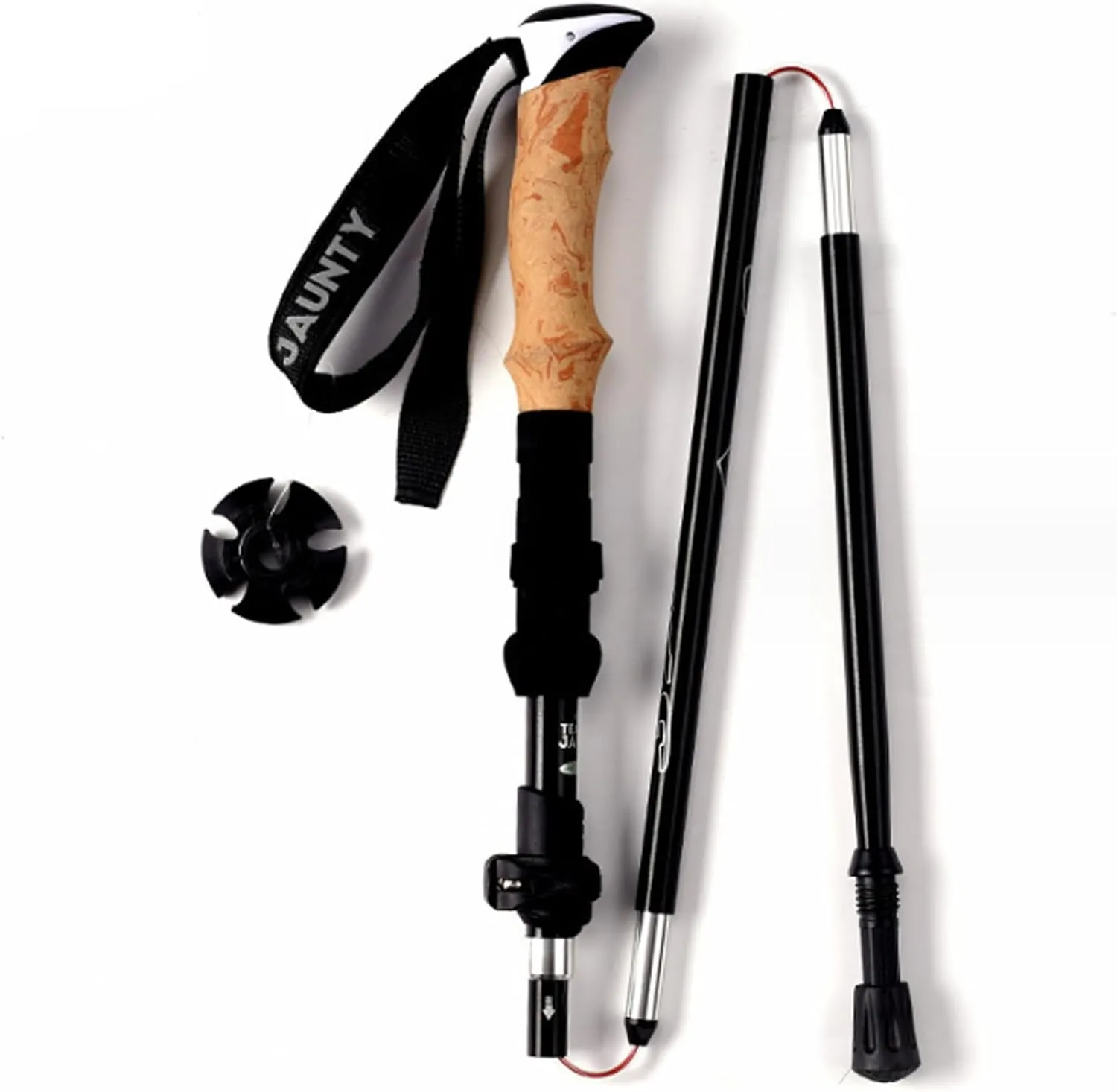 Collapsible Lightweight Hiking Poles, 3-Section Adjustable Telescopic Shockproof Walking Sticks, for Outdoor Hiking Walking Trekking(Black)