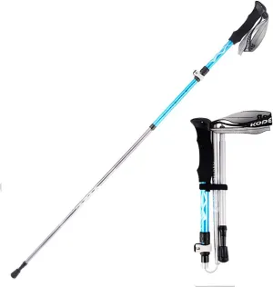 Collapsible Trekking Pole/Hiking Poles Adjustable Lightweight Aluminum Portable Walking Sticks with Foam Grip and Quick Lock System for Walking Senior Hike Backpacking (Blue)
