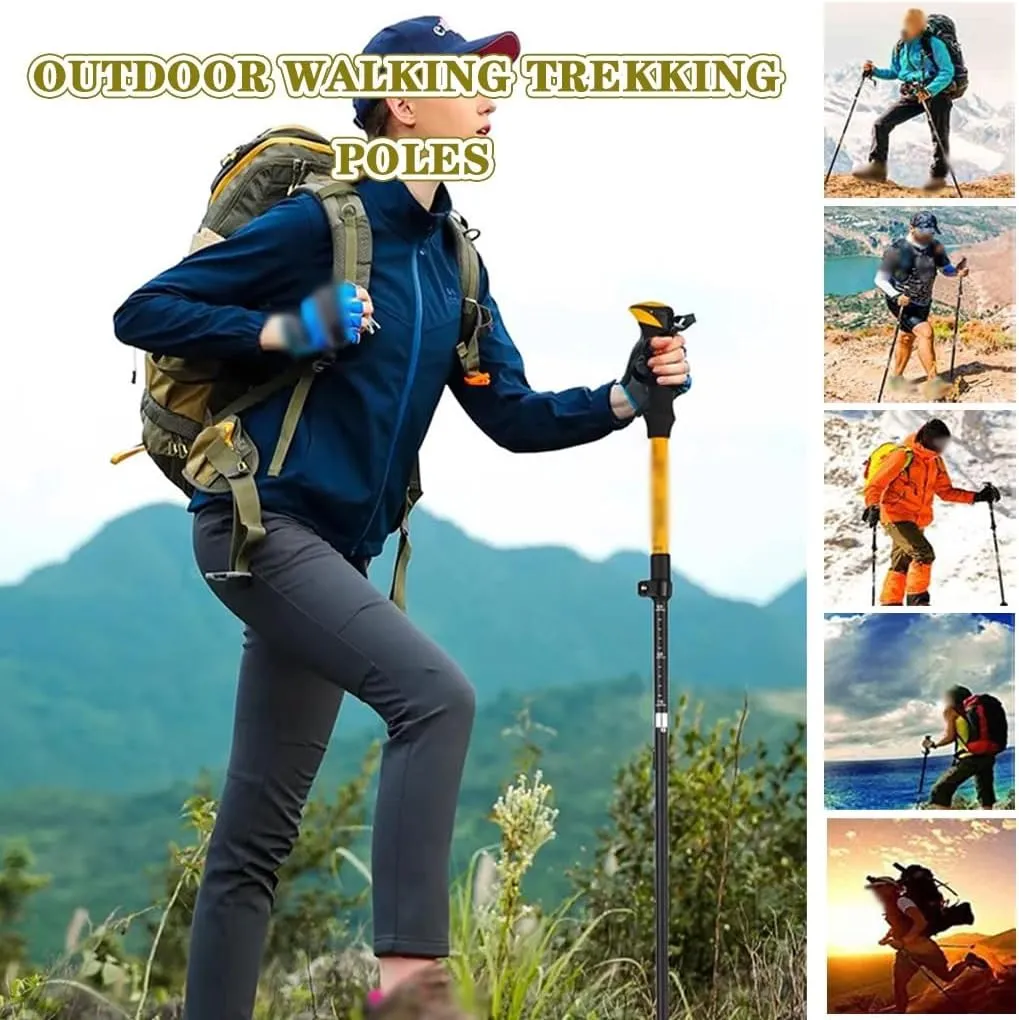 Collapsible Trekking Poles 2 Pack, Adjustable Aluminum Walking Sticks, with Quick Adjustable Locks, for Women, Men, Seniors