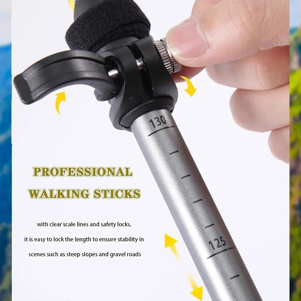 Collapsible Trekking Poles 2 Pack, Adjustable Aluminum Walking Sticks, with Quick Adjustable Locks, for Women, Men, Seniors