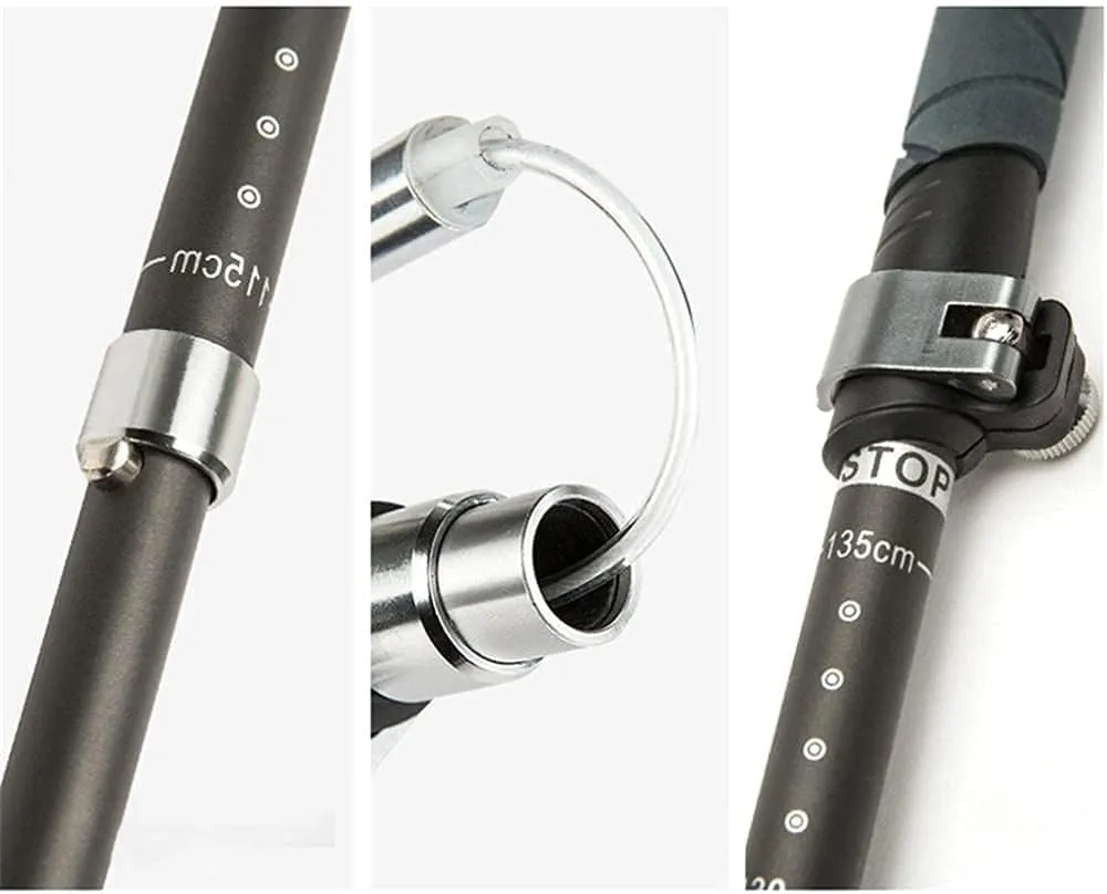 Collapsible Trekking Poles for Hiking, Carbon Fiber Trekking Sticks with Extra-Articular Lock Handle, Telescopic Walking Poles for Camping, Mountaining