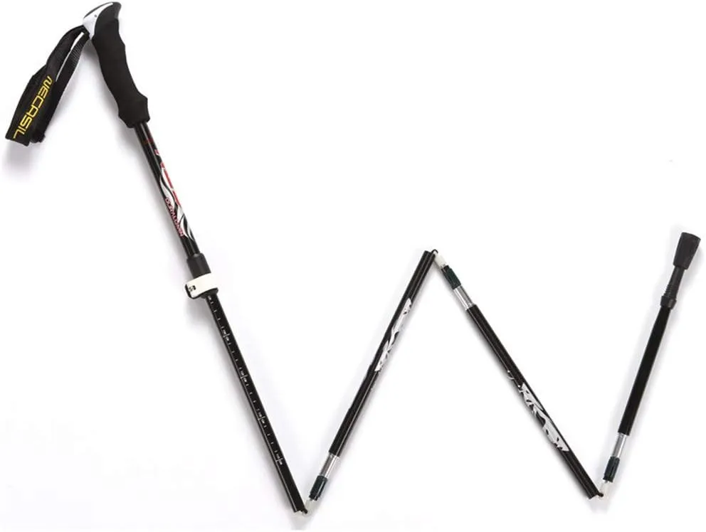 Collapsible Trekking Poles Ultralight Aluminium Hiking Poles Walking Sticks with EVA Handle and Quick Lock System for Man and Female in Hiking Camping Walking Trekking (Black)