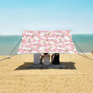 Colorful Ducks Daisy Flowers Beach Camping Tent Sun Shelter for Whole Family, Beach Shade Canopy with UPF50  UV Protection,Easy Set Up and Carry,Outdoor Shade for Trips, Fishing, Backyard Fun