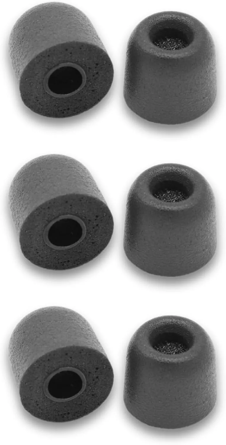 Comply 167 Core Series | Memory Foam Replacement IEM Ear Tips for Sennheiser Wired Devices & More | Superior Noise Isolation, Ultimate Comfort, Secure Fit | TechDefender, Black, Large (3 Pairs)