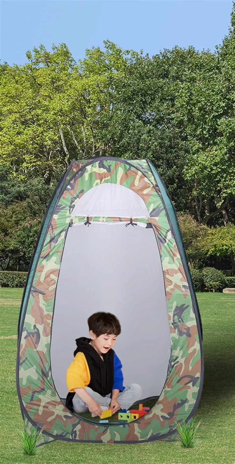 COOKCOK Dressing Tent, Camping Shelter, Pop Up Toilet Shower Tent, Changing Room, 1-2 Person Portable, 47.2"L x 47.2"W x 74.8"H, Camouflage