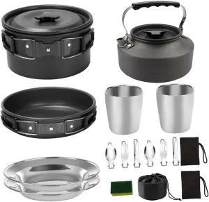 Cooking Set for Barbecue Compact Hiking Camping Kitchenware Serving Utensils Sturdy Outdoor Cookware Set
