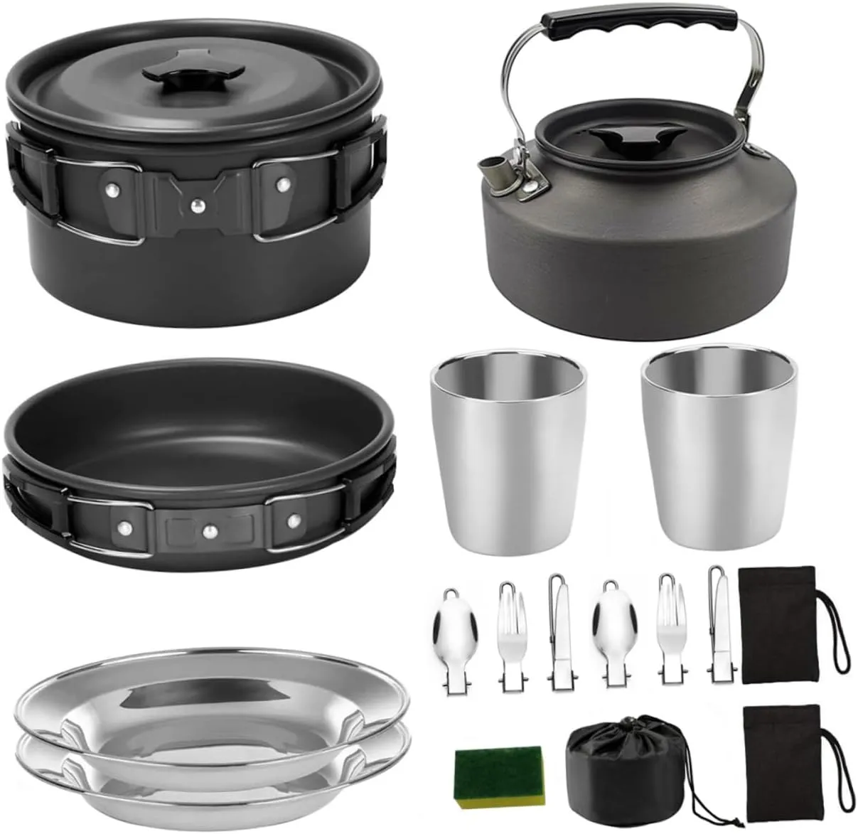 Cooking Set for Barbecue Compact Hiking Camping Kitchenware Serving Utensils Sturdy Outdoor Cookware Set