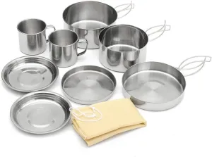Cookware Mess Kit, Camping Cookware Set, Camping Frying Pots Pans Dishes Cups Cooking Set, Lightweight Backpacking Cookware, Stainless Steel Compact Cookware for Picnic Hiking Travel