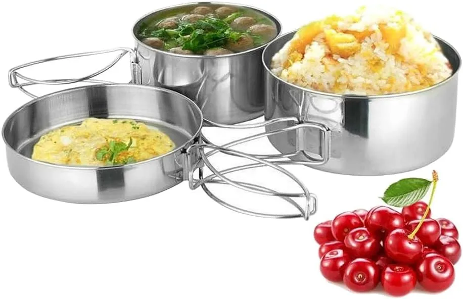 Cookware Mess Kit, Camping Cookware Set, Camping Frying Pots Pans Dishes Cups Cooking Set, Lightweight Backpacking Cookware, Stainless Steel Compact Cookware for Picnic Hiking Travel