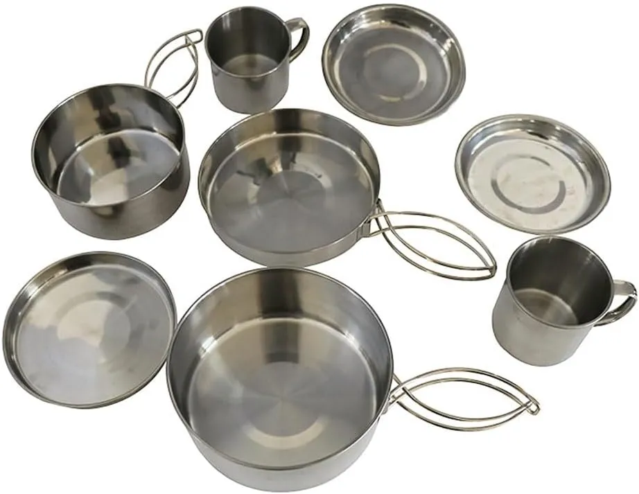 Cookware Mess Kit, Camping Cookware Set, Camping Frying Pots Pans Dishes Cups Cooking Set, Lightweight Backpacking Cookware, Stainless Steel Compact Cookware for Picnic Hiking Travel