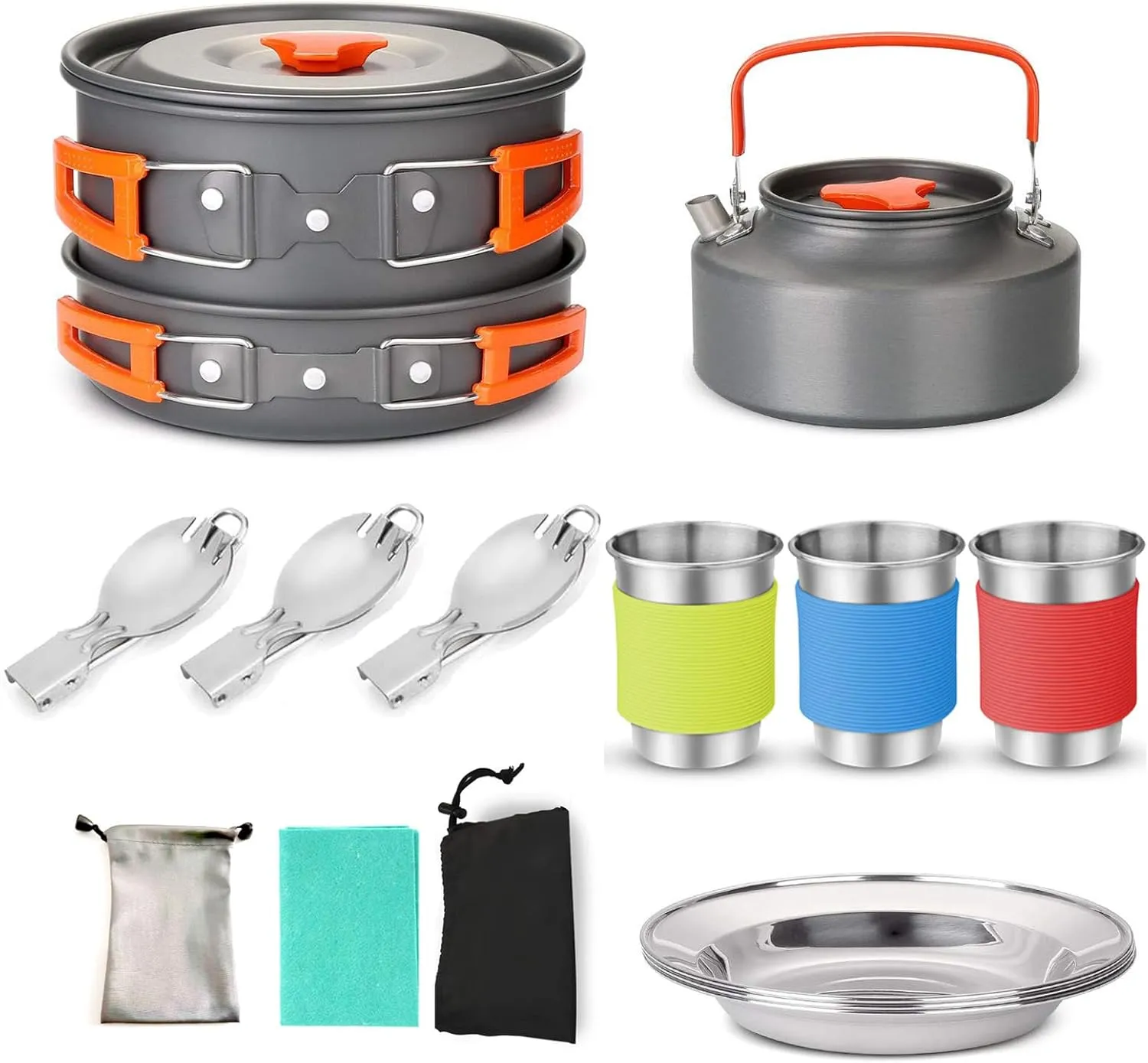 Cookware Set CamCookware Set Outdoor Cooking Equipment for CamHiking and Picnics for 2-3 People All in Compact Camp Cooking Set